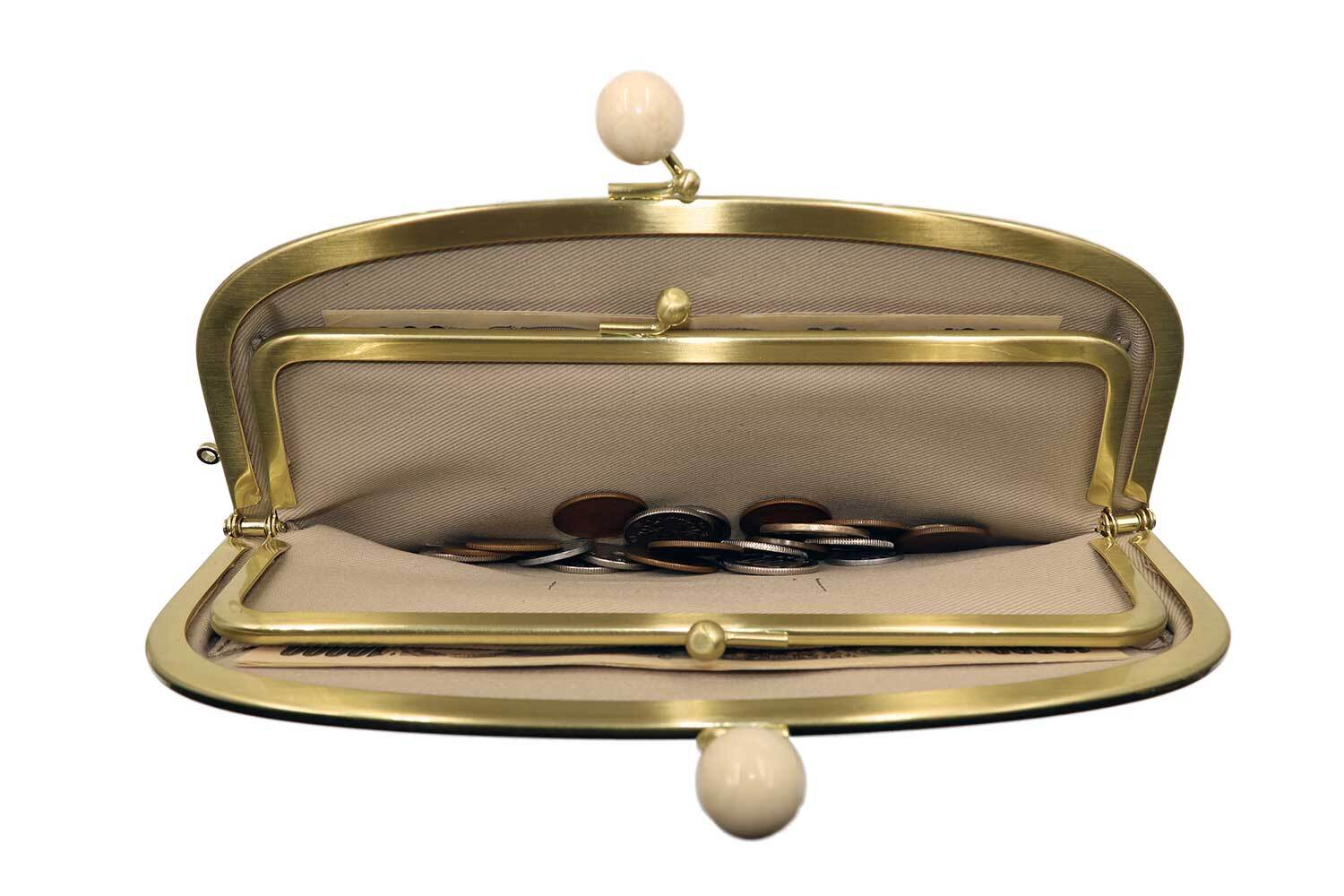 西陣織・がま口長財布・伝統工芸・親子がま口・大容量・バブルドット