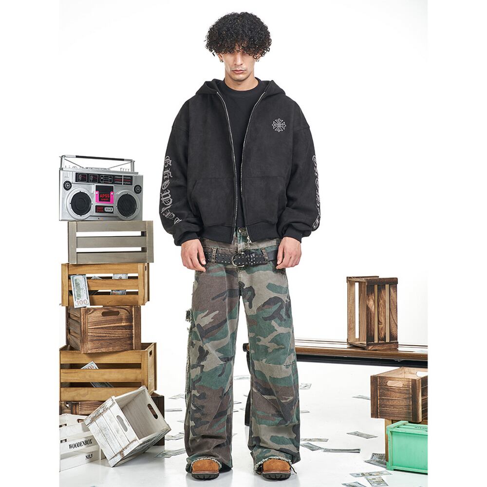 ストリート MT99刺繍スエード ジップパーカー T1892 | wshot