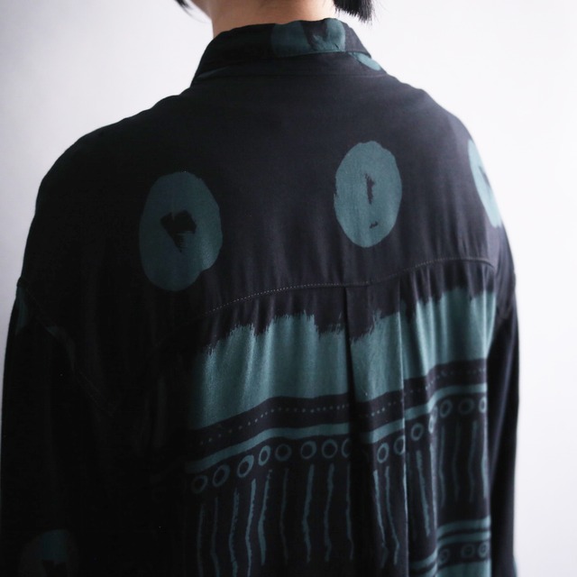 bi-color geometry art pattern loose shirt