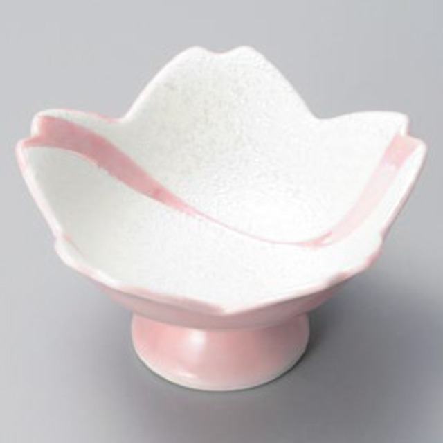 流水ﾗｽﾀｰ桜型高台鉢(ﾋﾟﾝｸ)[1024] 61-10-697高台小鉢