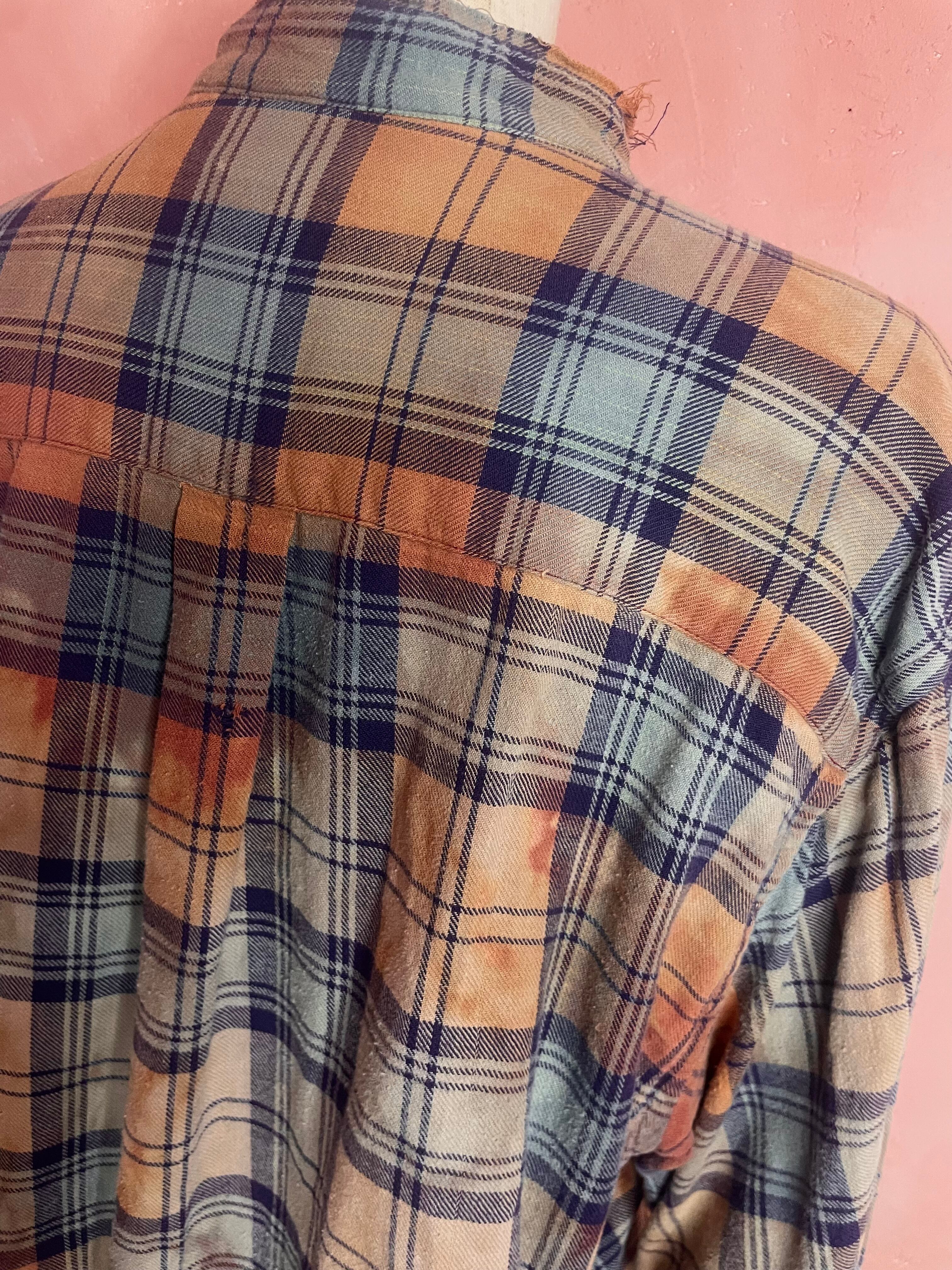 used custom bleach flannel shirt