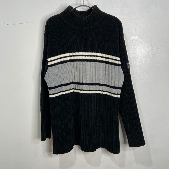 『送料無料』SOUTHPOLE サウスポール　リブ編みボーダースタンドネックスウェット　M