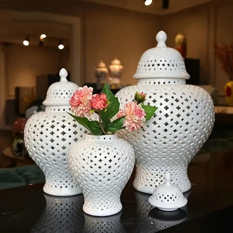 小物入れ フラワーベース 蓋付 花瓶 飾り壺 インテリア雑貨 装飾品