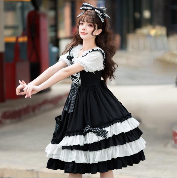 オリジナル ワンピース　量産型　地雷系　ロリータ サブカル 服 地雷系 通販 ロリータ ジャンパースカート ワンピース