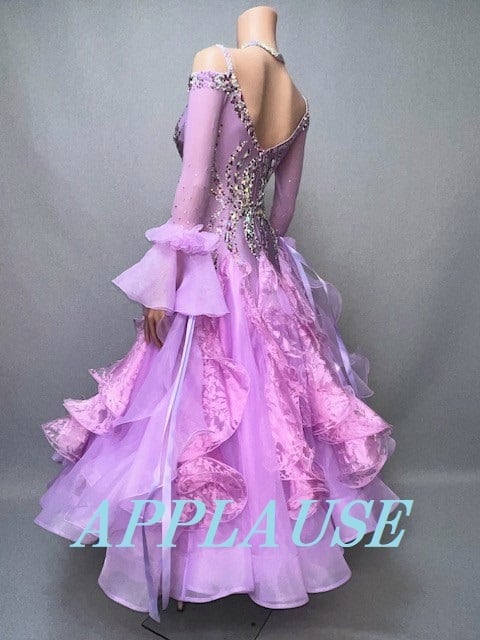 新着】社交ダンス ドレス スタンダード モダンドレス ラベンダー（オフ