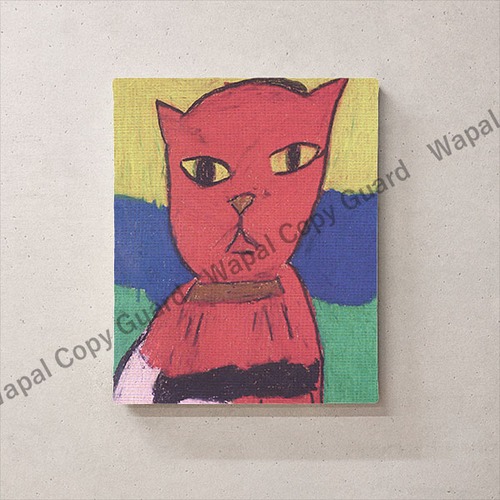 アートパネル アートボード ファブリックパネル おしゃれ 【沖野あゆみ 赤い猫】 サイズ:F3(273mm×220mm) 壁掛け 絵 絵画 インテリア アートフレーム