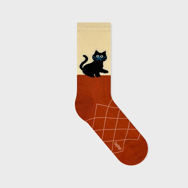 【UMAO】SOCKS  BLACK CAT HOME   家の中の黒猫 ソックス