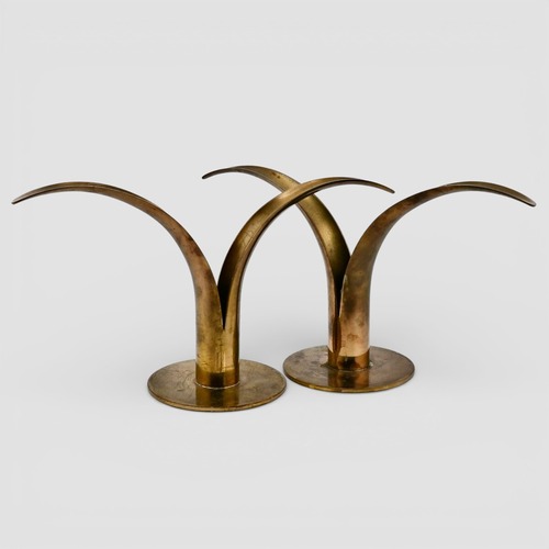 M1346 Vintage 1950's Ystad-Metall リリー キャンドルホルダー ペア