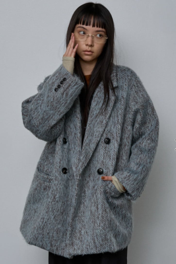 NOMINE shaggy jacket coat シャギー ジャケット コート BlueGray