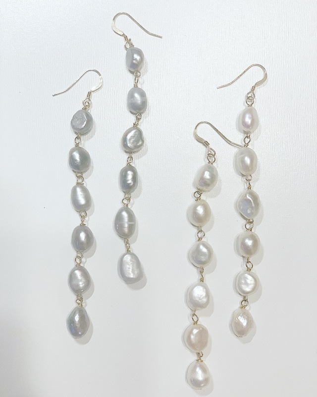 freshwater pearl earrings　14KGF