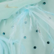 社交ダンス 衣装 スタンダード ドレス スタンダードドレス ワンピース 水色 羽 フロート 綺麗 パーティ 発表会 デモ 競技 ブルー系 エレガント ステージ用 おしゃれ フェミニン 装飾 競技用 舞台衣装 ダンスパーティ