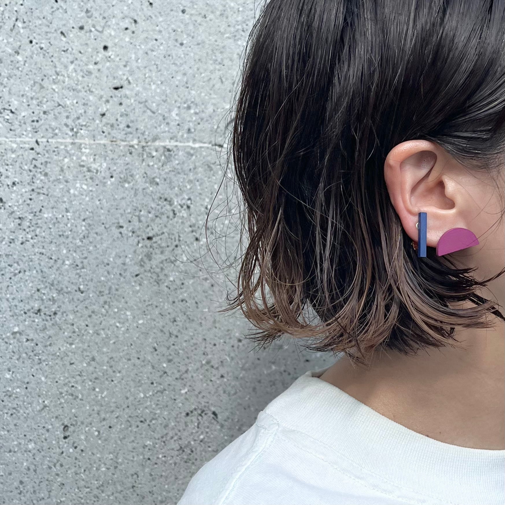 corchea /  half circle earring【dark red】