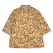 リネン混 Leilian レリアン フローラル 7分袖 シャツ ブラウス 9/イエロー系 レディース