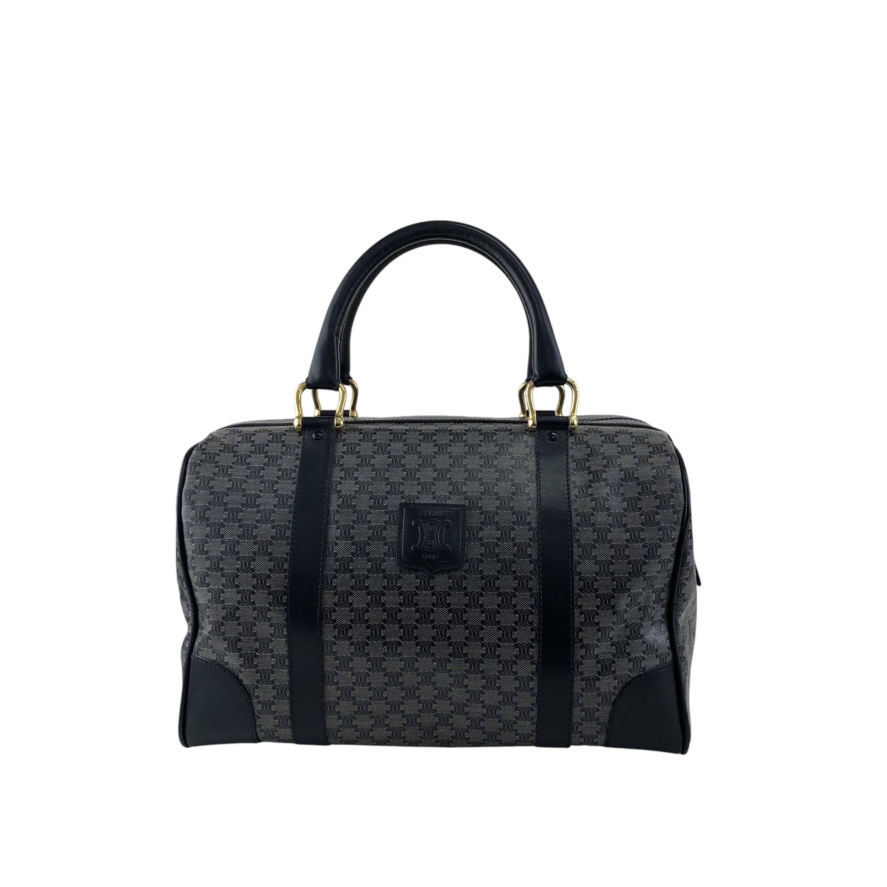 CELINE セリーヌ ブラゾン ブラゾン型押し ボストンバッグ ネイビー