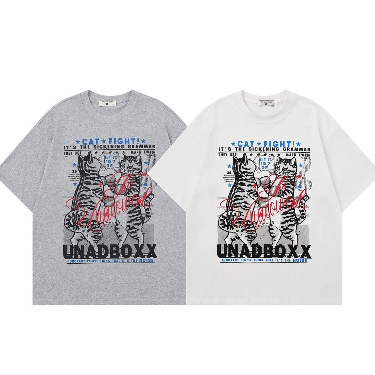 ネコパンチグラフィックアートTシャツ 2col A00367