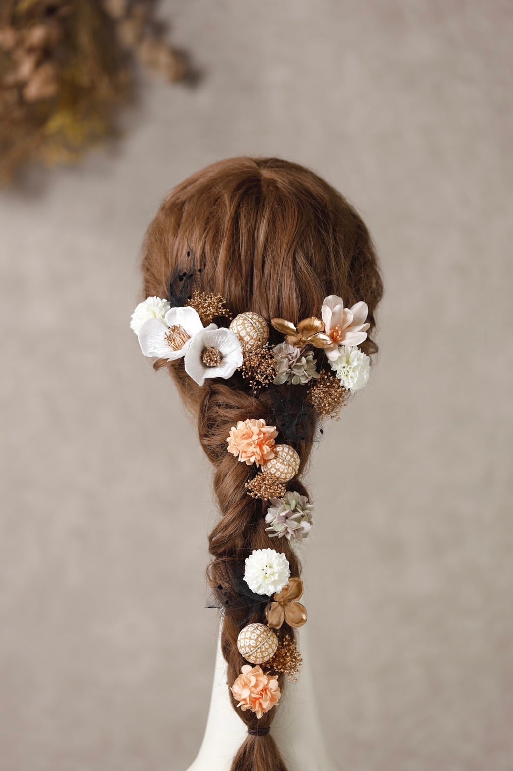 №002♡ドライフラワー＆プリザーブドフラワー髪飾り♡和装♡着物♡前