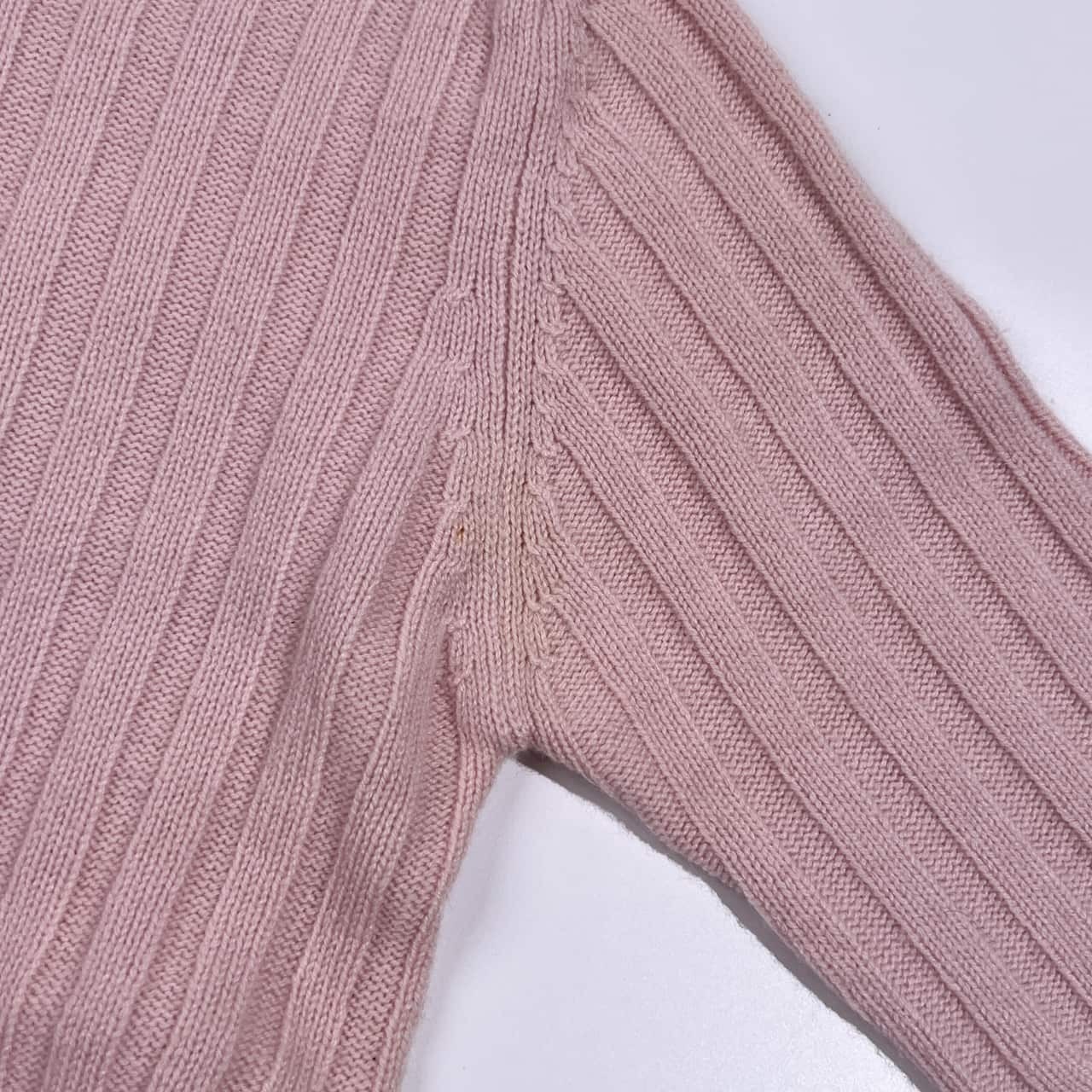 カシミヤ100% tutti colori トゥッティコローリ リブ編み タートルネック 半袖 ニット セーター 40/うすピンク レディース