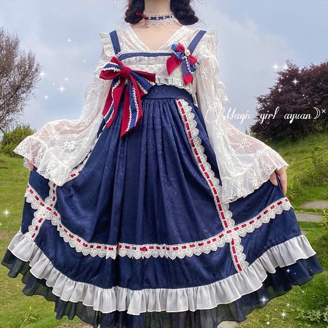 スイートロリ?タ JSK ハイウエスト リボン ガーリー 甘め ロマンティック｜天使と悪魔