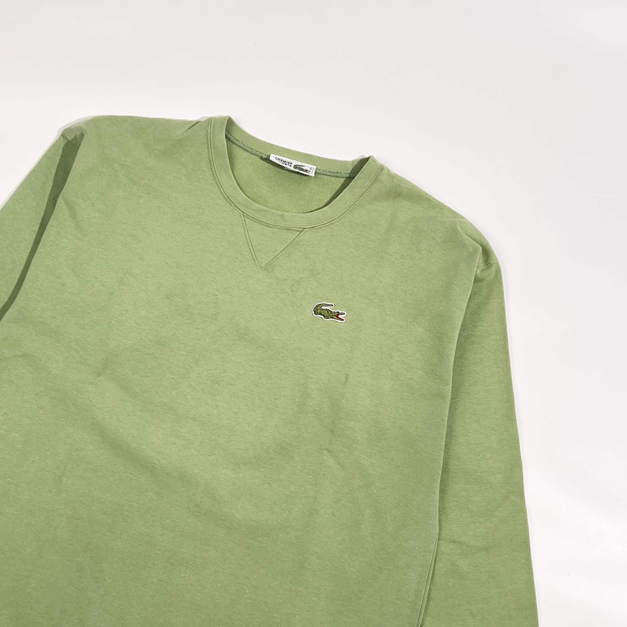 70s 80s CHEMISE LACOSTE シュミーズラコステ ワンポイント 文字ワニ 長袖 Tシャツ カットソー 40/グリーン系 レディース ビンテージ
