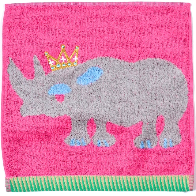 【欠品中 次回入荷未定】ひびのこづえ KING ミニタオル / サイ ピンク 25x25cm 綿100% KH14-04