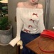 リボンデコオフショルファータッチニット ・79135