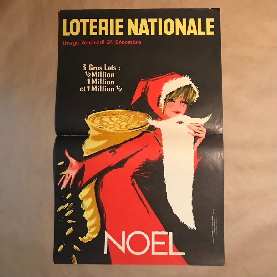 フランスヴィンテージポスター LOTERIE NATIONALE 女性のサンタ