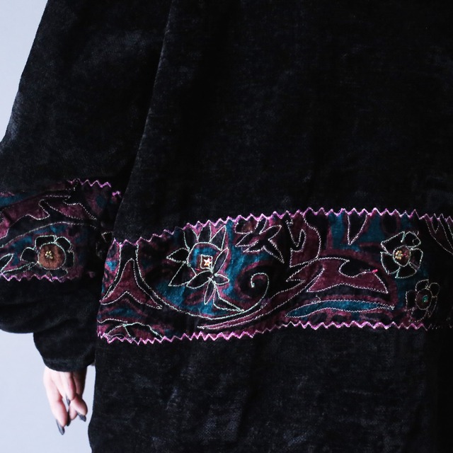 "刺繍" multi fabric switching design over silhouette special jacket