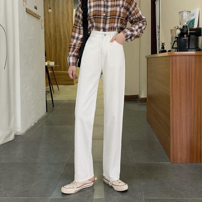 ジーンズ オータム薄手ハイウェストホワイトパンツ ルーズ 秋物 YY-ファッション50442475873
