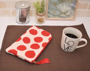 [JERI MARL] 制菌 抗菌 防臭 マスクケース ポーチ ドット柄 (レッド) 携帯用 工房 手作り 日本製 エコパッケージ MX-0009-137