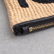 フェンディ ラフィア クラッチバッグ  FENDI ROMA ベージュ ブラック