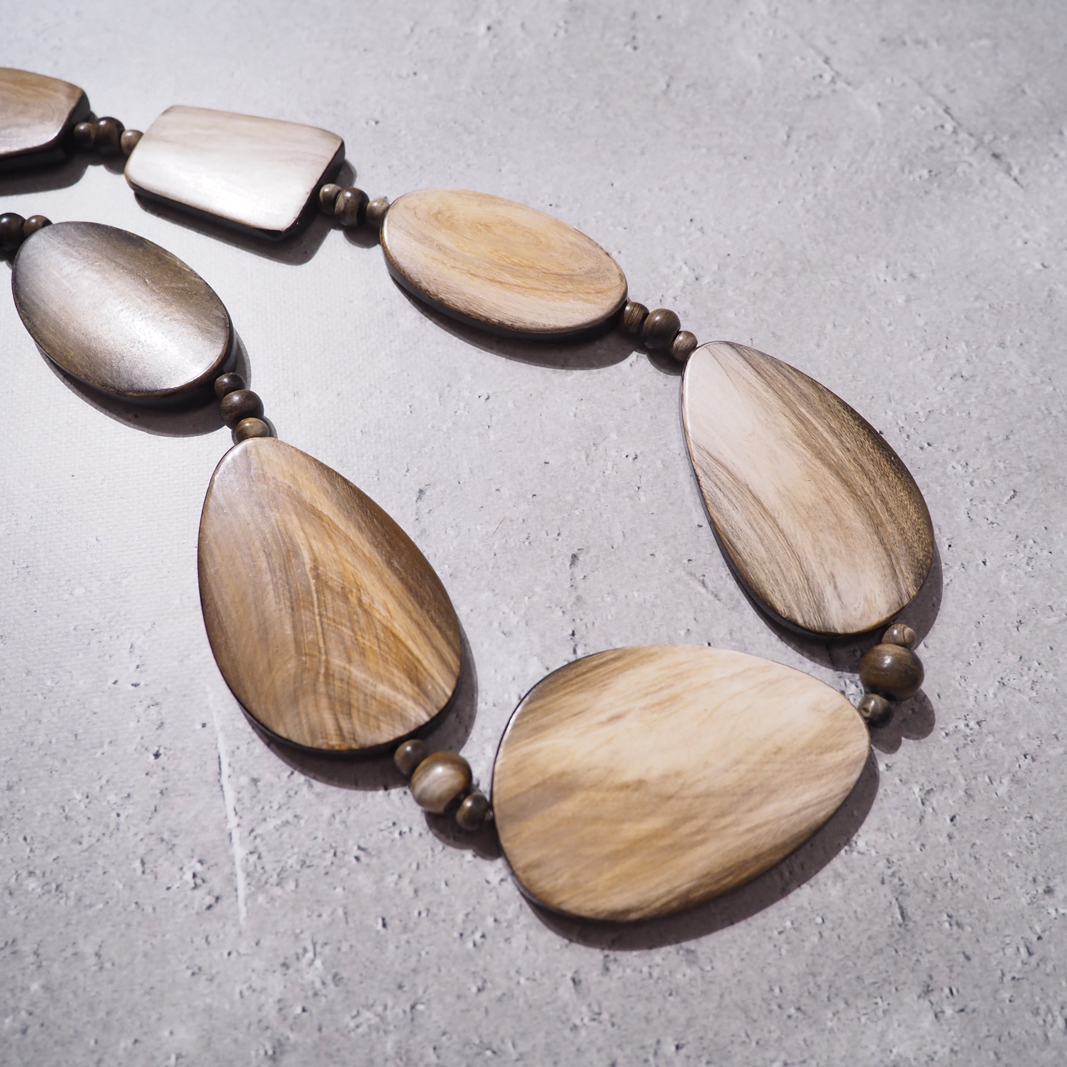 " Unknown " Irregular Wood plate Combination necklace