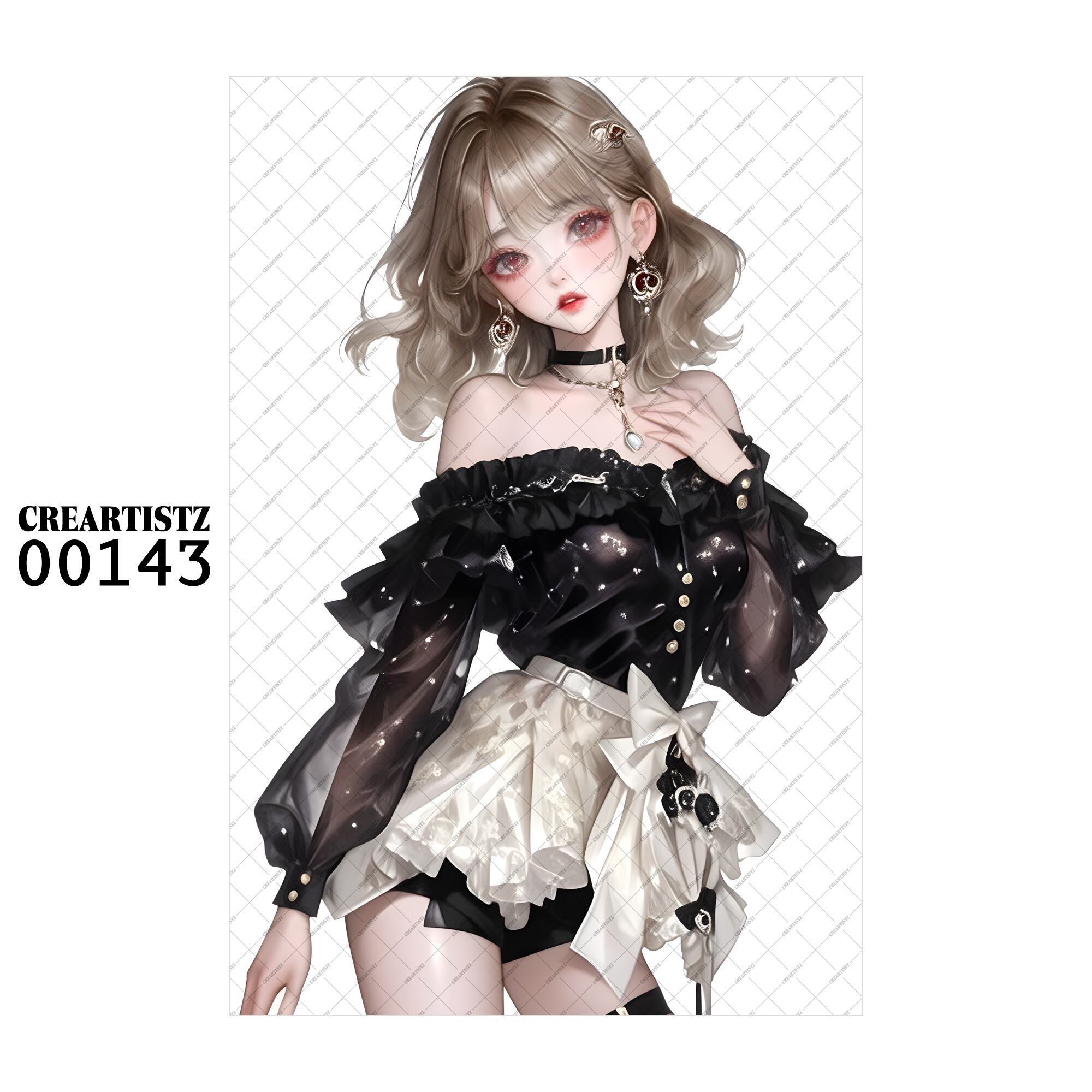 00143 ガール キュート オリジナル ペーパー/ステッカー 4枚セット CREARTISTZ