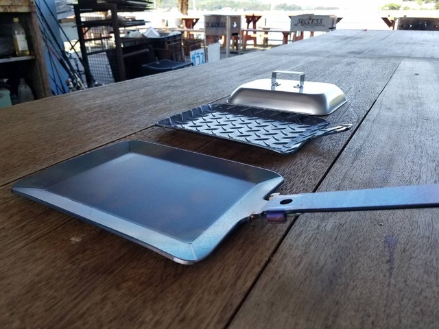 鉄板３点セット　取手付　アウトドア　キャンプ　BBQ