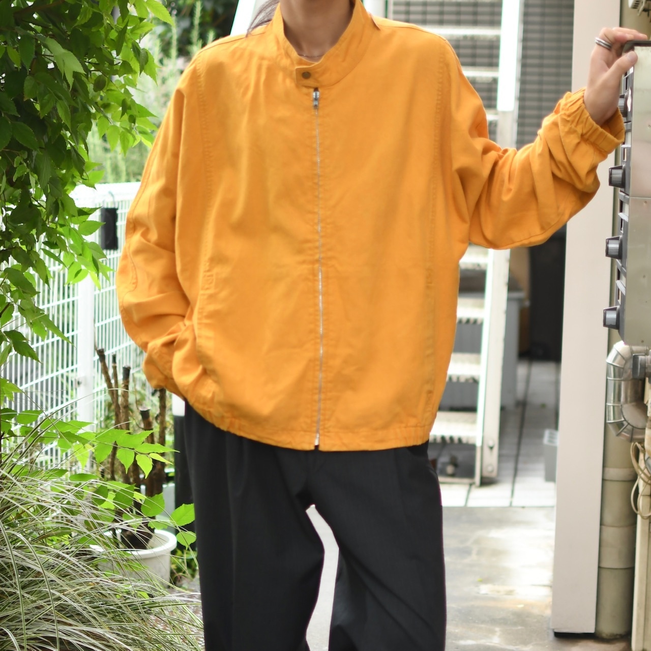 cotton linen stand collar jacket yellow