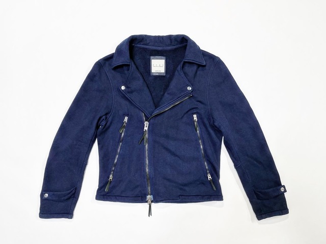 22AW Natural AI zome ［TURIURAKE］ Cotton100% Knit Rider's Jacket / 天然藍染め釣り裏毛ニットライダースジャケット