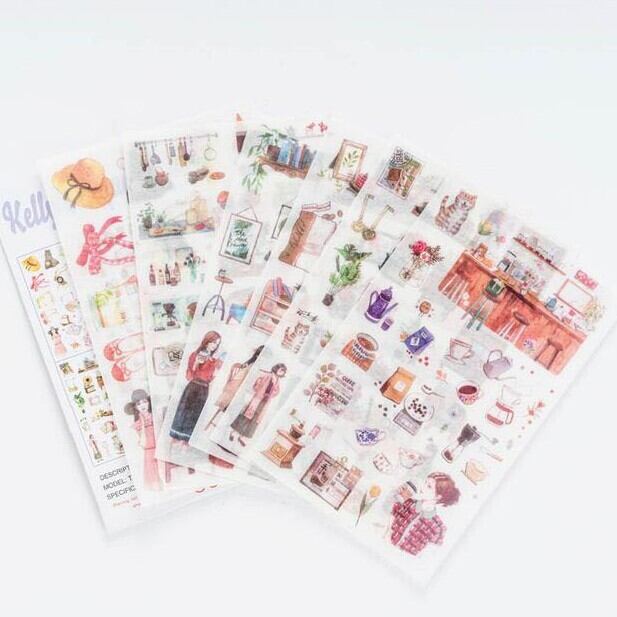 カフェ女子シール6枚入り☺️コラージュシール✨おすそ分け素材
