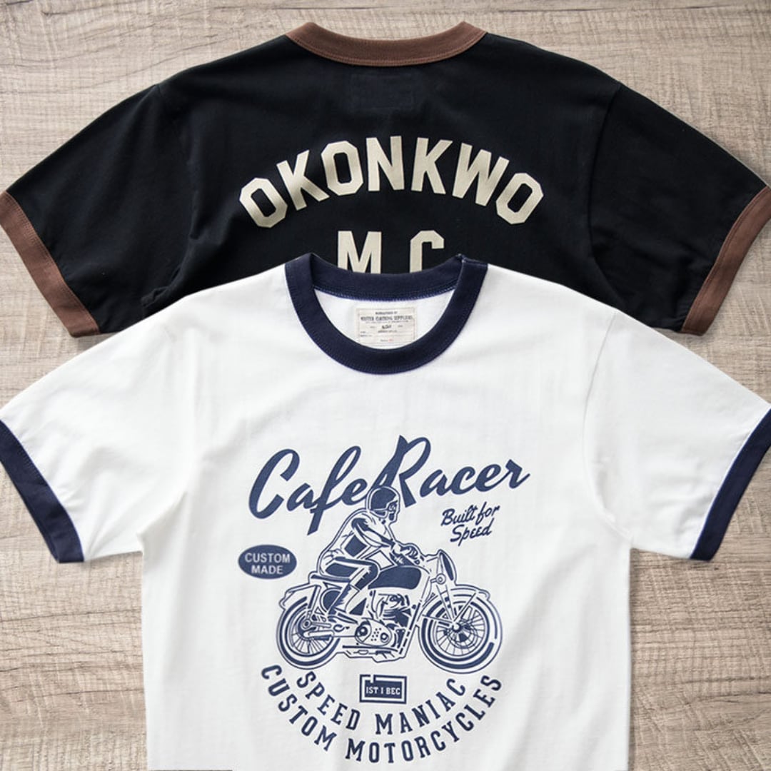 American Retro Motorcycle Print T-shirt(GV464)