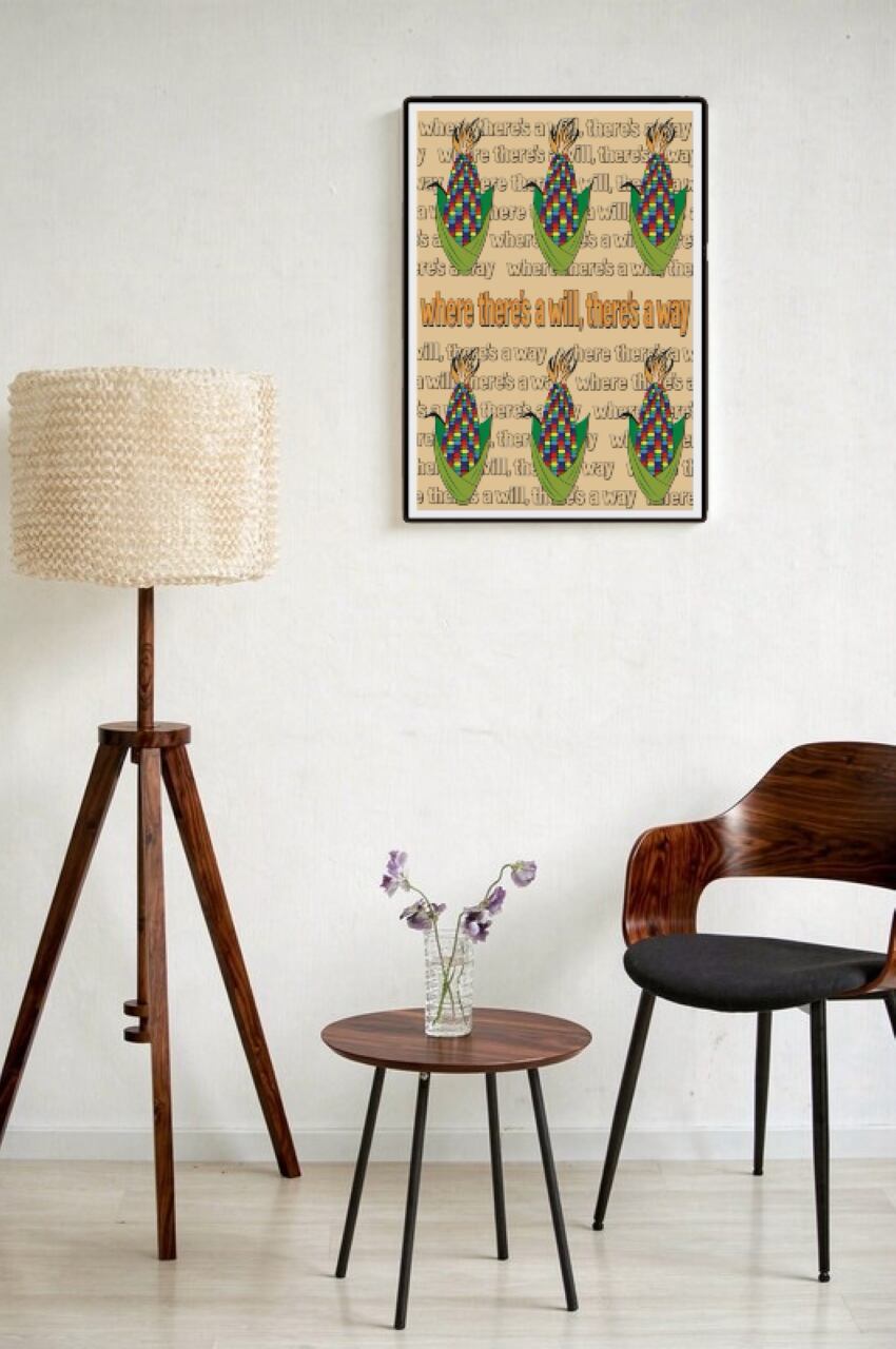 DHD(M)015【フレーム付きインテリアポスターA2　とうもろこしⅢ】