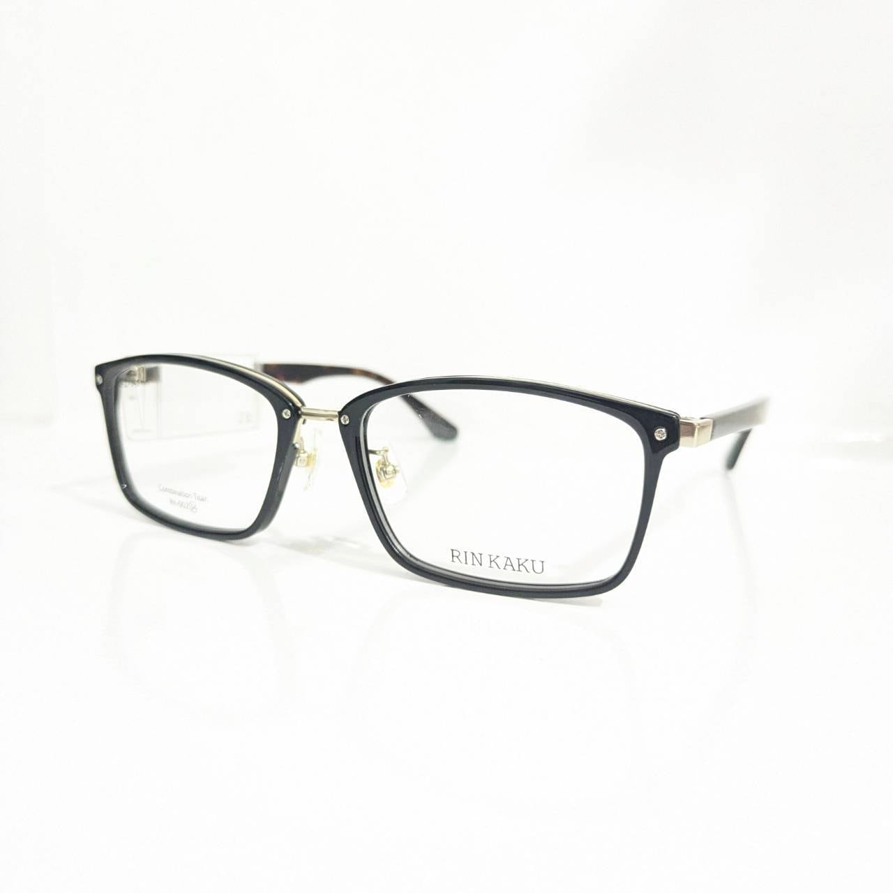 【RIN KAKU】スクエアコンビフレーム 巻きセル ブラック・ホワイトゴールド
