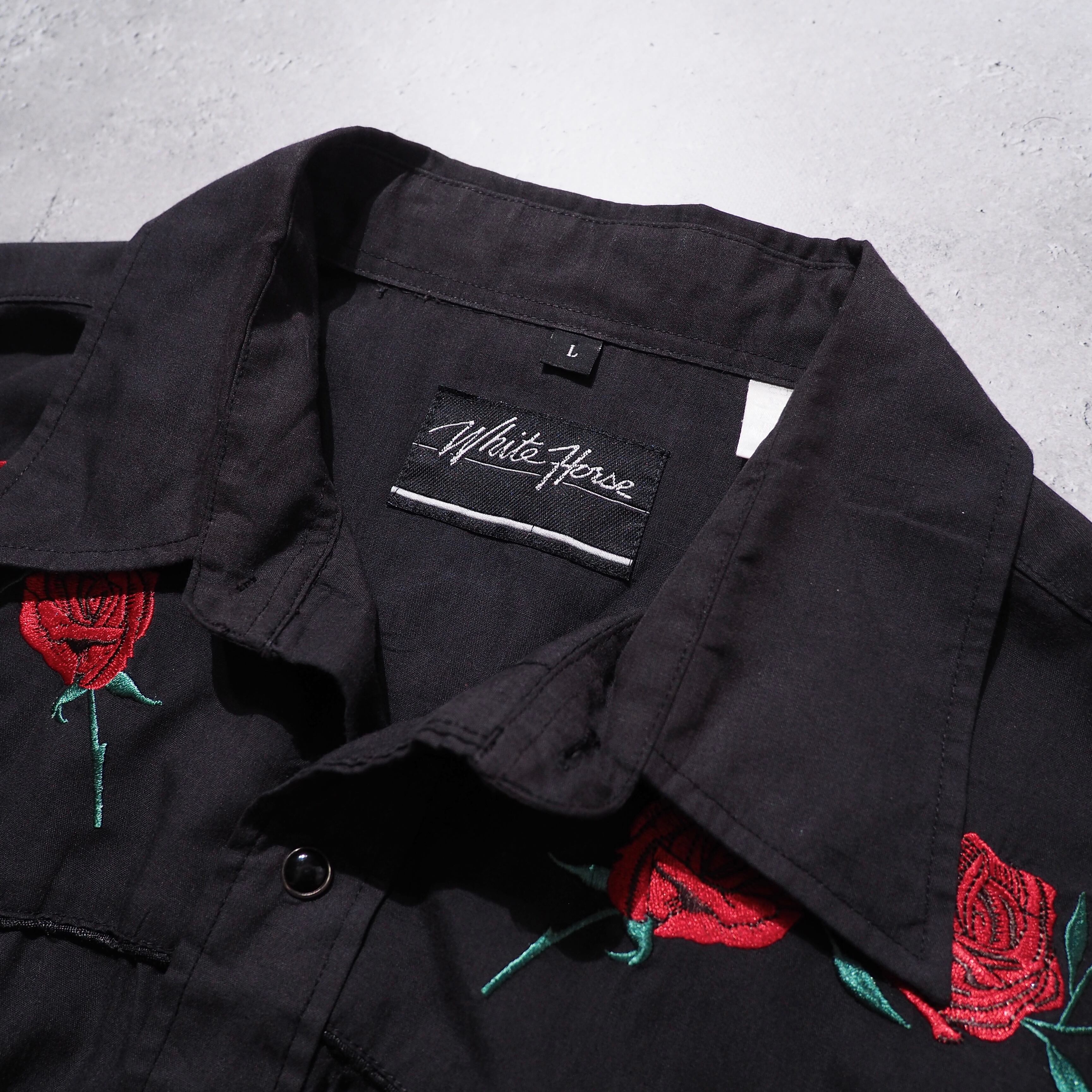 1990s Beautiful Flower embroidery vintage loose Western shirt