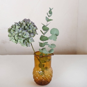ガラスベース 13cm アンバー ◆ レトロ アンティーク調 ナチュラル インテリア ディスプレイ 一輪挿し フラワーベース 花瓶 ドライフラワー