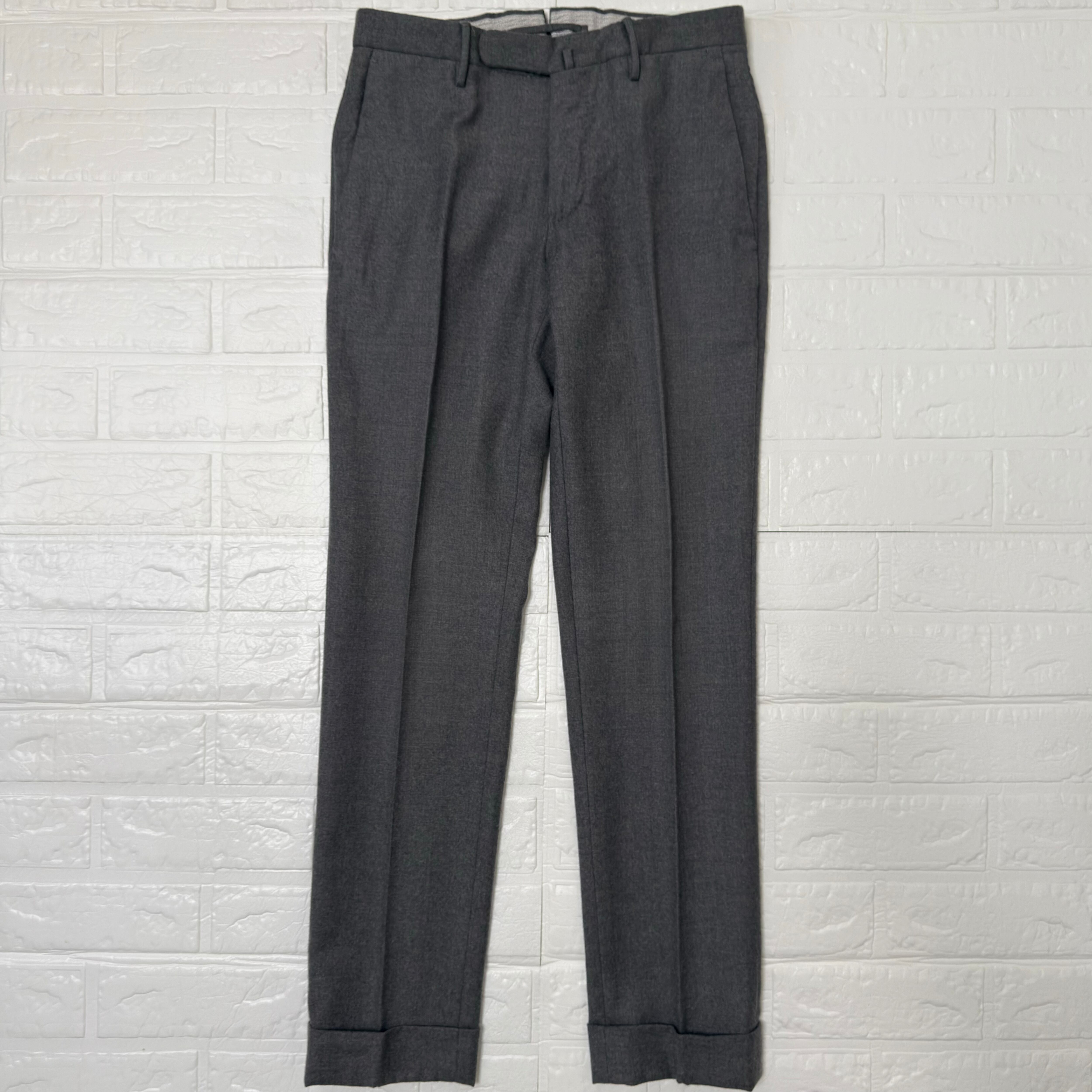 BERNARD ZINS 2プリーツ ワイド スラックス (グレー、サイズ34、XS