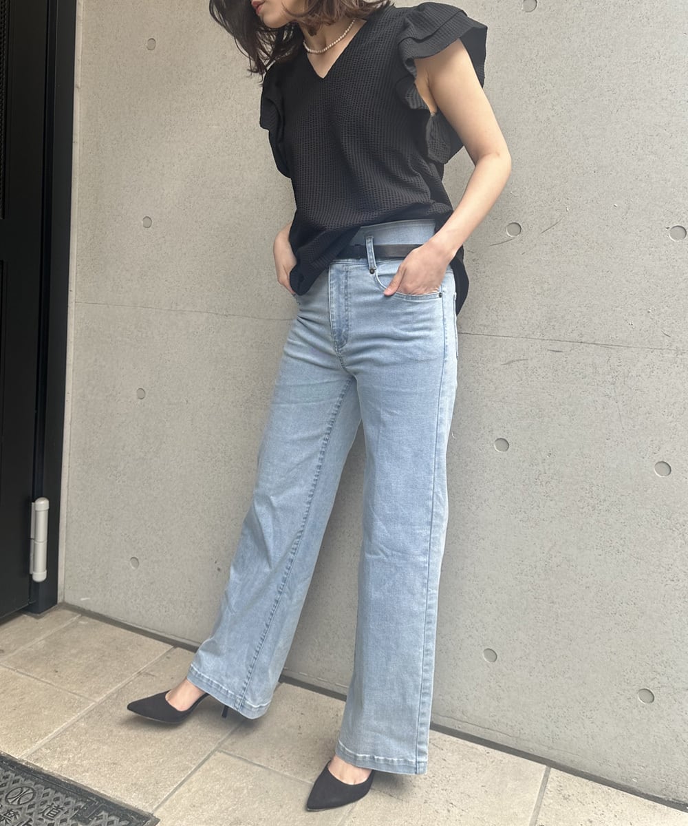 ストレッチデニムパンツ A/ライトブルー | troisiemechaco