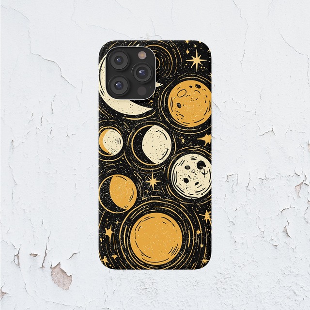 受注生産 iPhoneケース 黒背景の月相天文図｜天体図 STAR064C