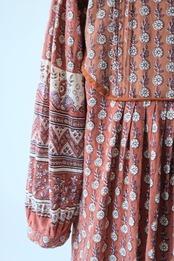 Indian cotton terracotta with lavender dress