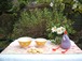 french antique Digon yellow dot 2 bowls フランス　アンティーク　Digoin　 黄色ドット　カフェボウル　２コセット