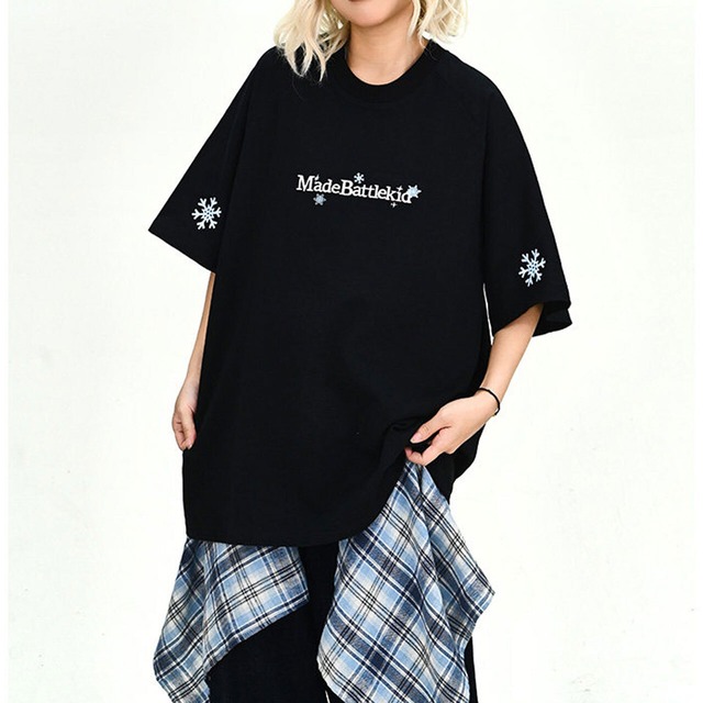 スノーフレークグラフィックワイドシルエットTシャツ 2col   R02187