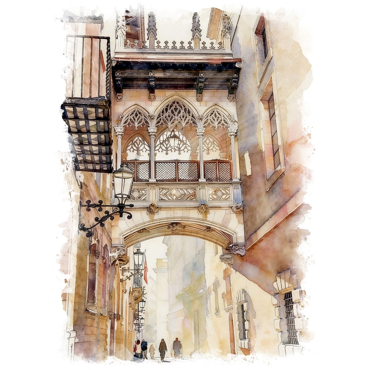 絵画 スペイン 風景画(街並み) エル・ポン・デル・ビスベ(司教橋