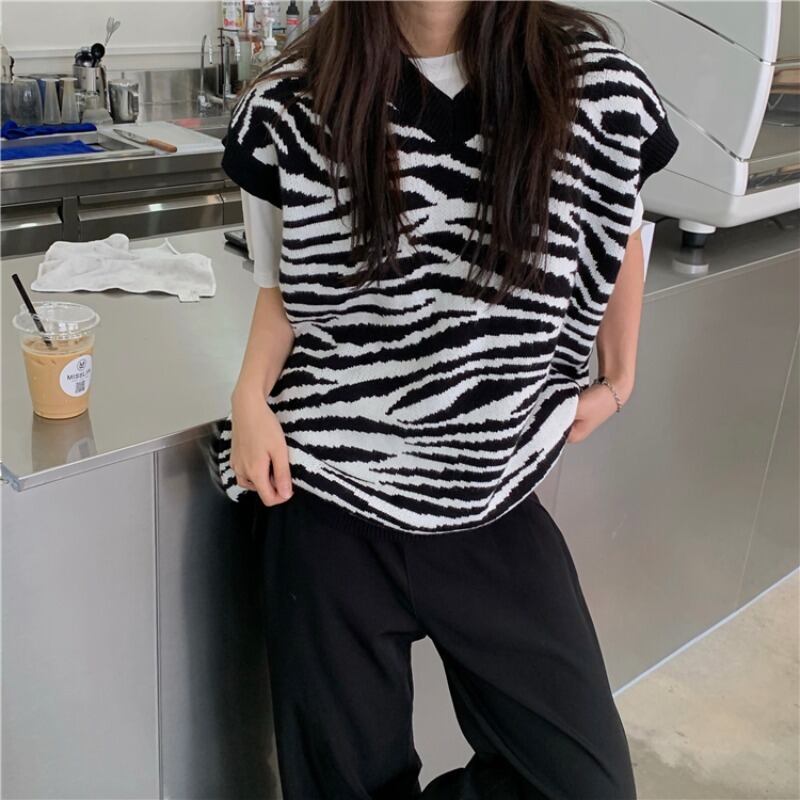 パターンジャケット レディースオータムウィンタールーズニットセーター ブラックVネック 秋物 冬物 ブラックストロベリース14817389977