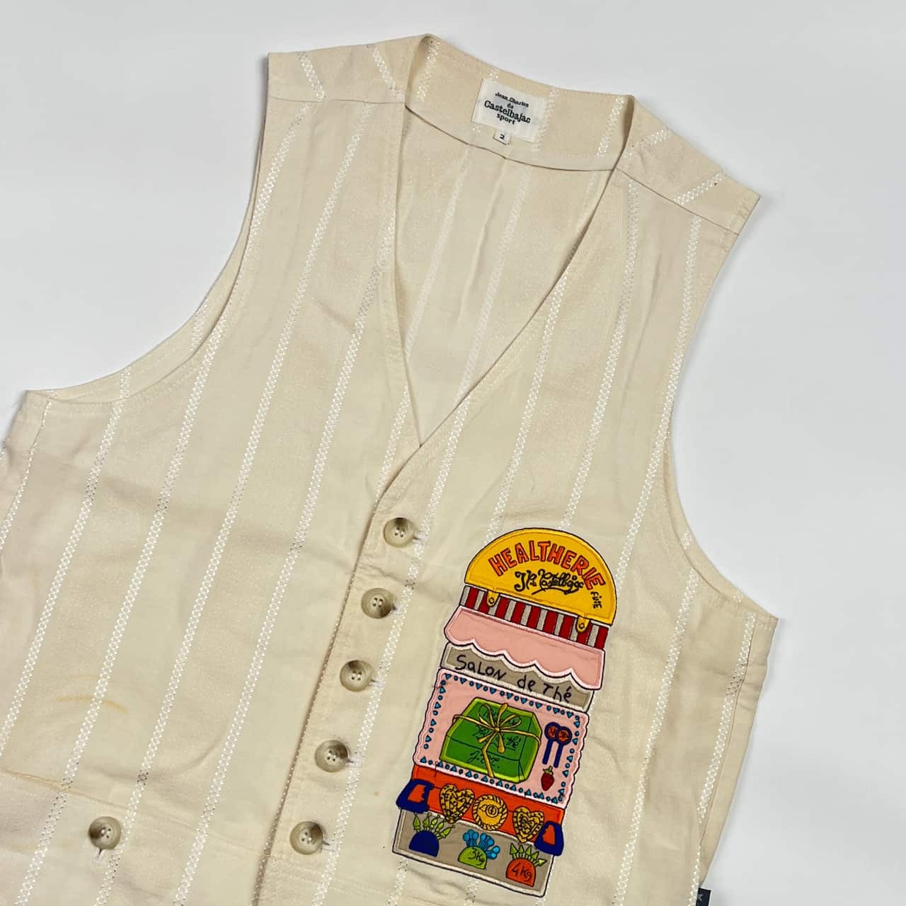 リネン混 Jean Charles de Castelbajac Sport カステルバジャック ベスト 2/アイボリー メンズ ゴルフ